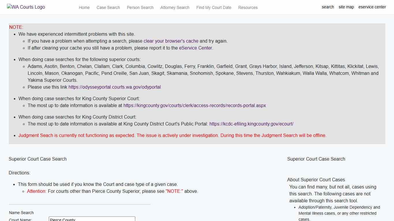 Superior Court Case Search - Find My Court Date - WA.gov